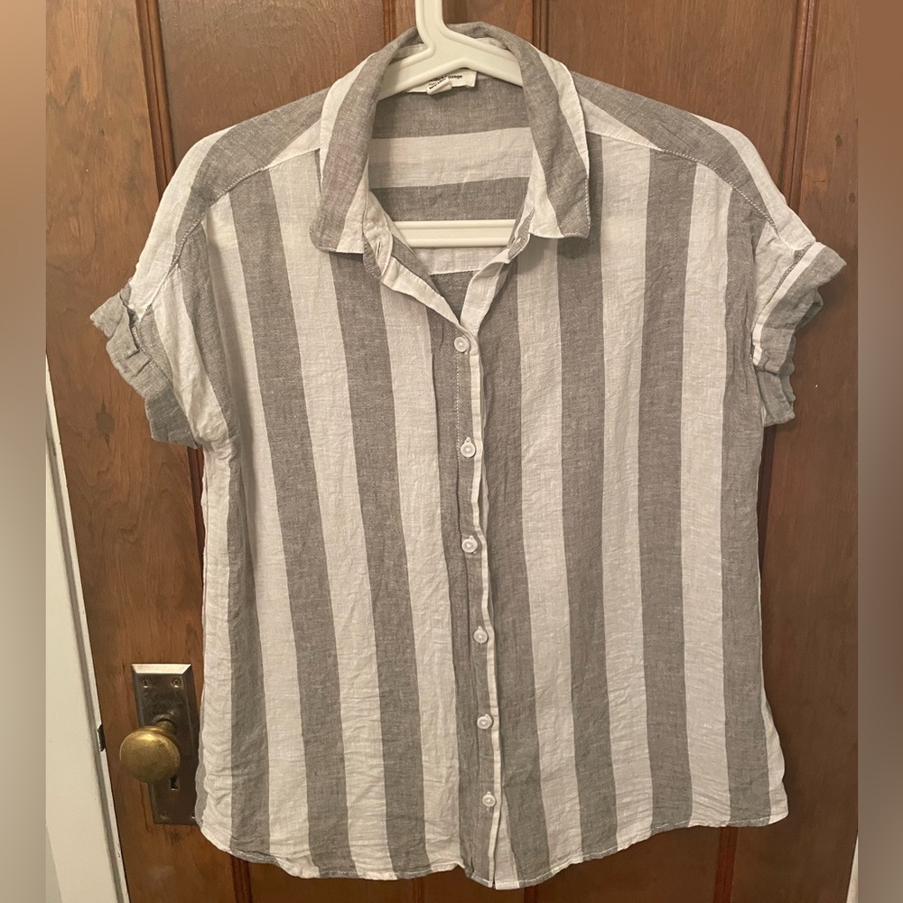Sage Green Striped Linen Shirt
